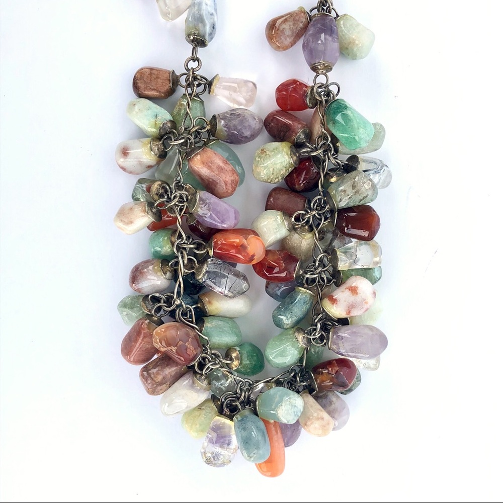 Multicolored Real Stone Beaded Necklace - Picture 5 of 10